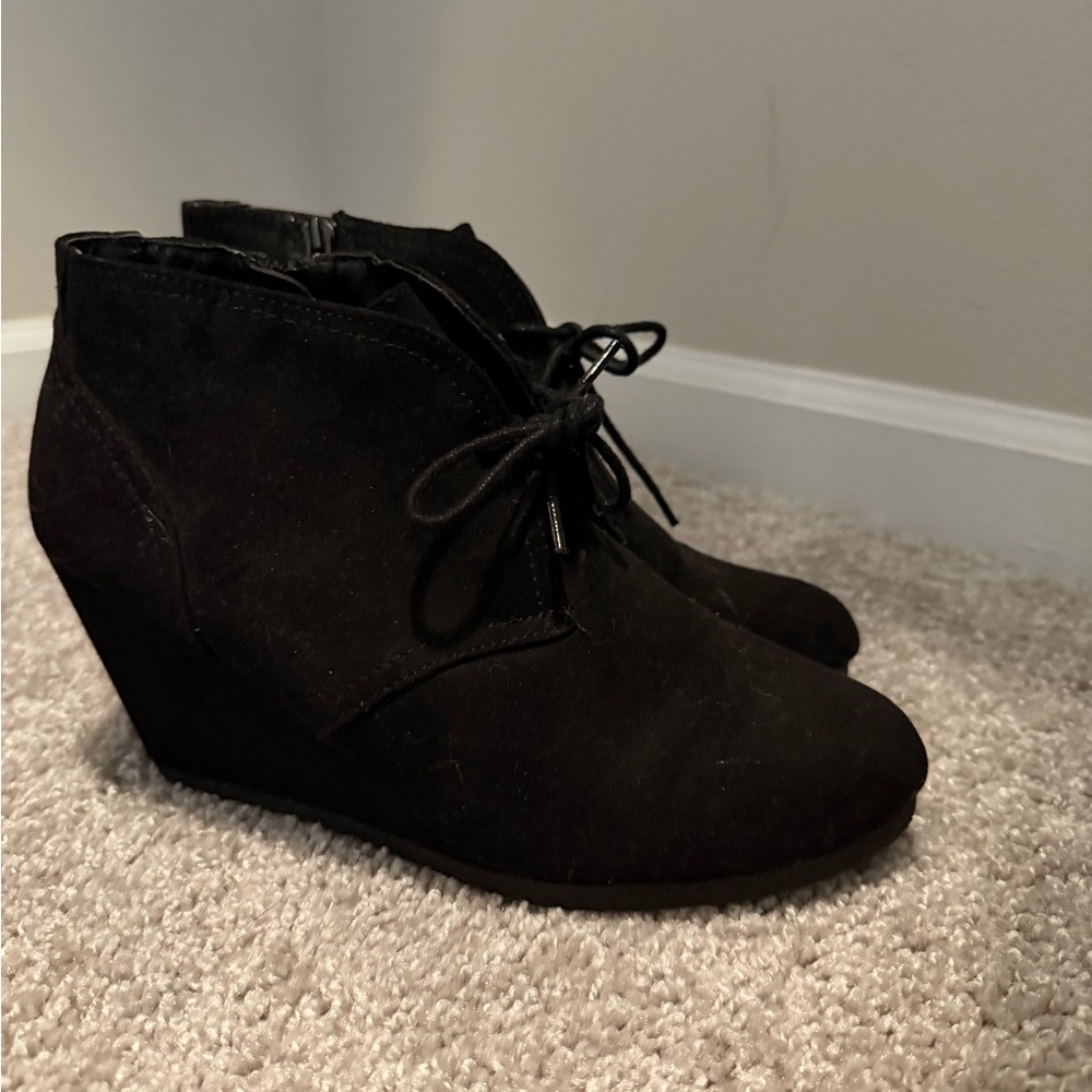 Elegant Black Wedge Ankle Boots